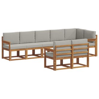 vidaXL Conjunto De Sof&aacute;s De Exterior 8 Pcs Gris Natural Y Claro Vidaxl