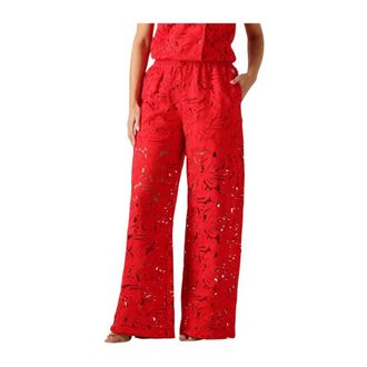 Pom Amsterdam Dames Broeken Pants Lace Bloom Red - Dames - Broeken - Rood - Maat: L