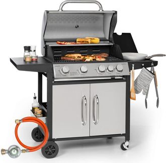 Klarstein Klarstein Tomahawk barbecue a gas 4x3,6 kW + 2,7 kW bruciatore 66x43,5 cm acciaio inox