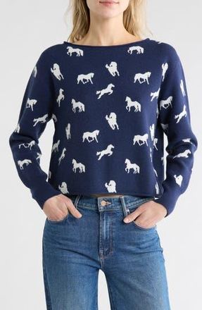 Vigoss Horse Crop Pullover Sweater in Navy at Nordstrom Rack, Size X-Small
