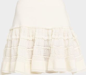 Alaia Crinoline Pointelle Ruffle Mini Skirt