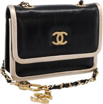 Chanel Pre-owned Mini Pouch - Dames - Vintage Mini Tas - Zwart - ONE Size - Leer - Vintage