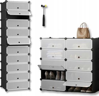OEM Armario Modular Con Estantes Para Ropa Y Zapatos, Color Negro, 10 Niveles, Ropero