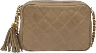 Chanel Pre-owned Vintage diamond cc camera bag - Dames - Vintage Schoudertas - Beige - ONE Size - Leer - Vintage