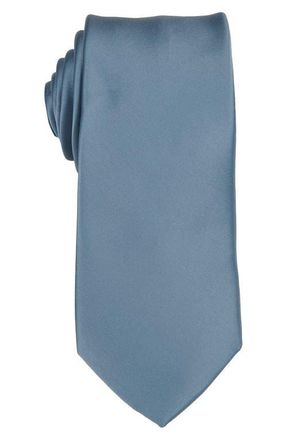 Brooklyn Brigade Mens Solid Satin X-Long Tie in Dusty Blue at Nordstrom
