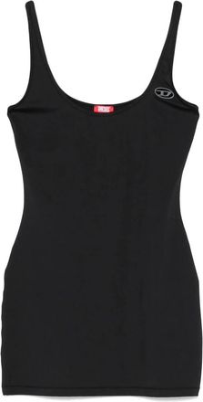Diesel Kleedjes, Dames, Zwart, XS, Zwart Mouwloos Scoop Neck Ondergoed