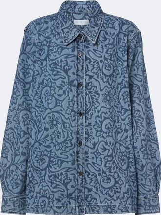 Dries Van Noten Sobrecamisa de denim estampada