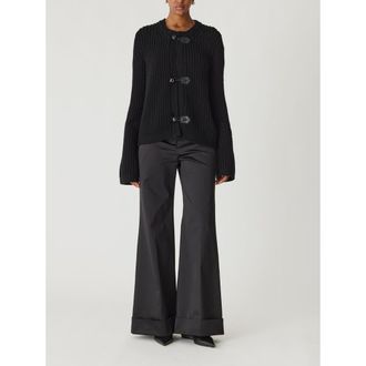Rebecca Taylor Novlety Wool Toggle Cardi in Black at Nordstrom, Size Medium