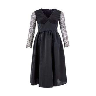 Lardini Elegante Zwarte Polyester Jurk - Dames - Casual kleedjes - Zwart - S - Polyester - Kleedjes