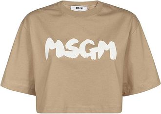 Msgm Beige Cotton T-shirt