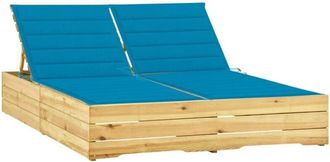 vidaXL Vidaxl - Tumbona Doble Y Cojines Madera Pino Impregnada Azul