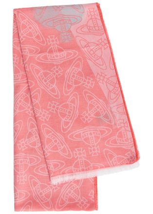 Vivienne Westwood Graffiti Logo-monogrammed Cotton-blend Scarf - Red - One Size