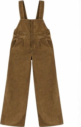 Uma Wang Wide Fit Brown Cotton Dungarees with Adjustable Straps and Textured Finish
