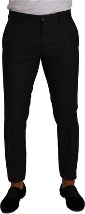 Dolce & Gabbana Grijze Geruite Wol Formele Broek - Heren - Chinos - Grijs - M - Wol - Broeken