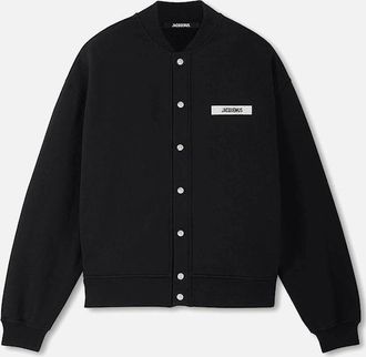 Jacquemus Mens jacquemus gros grain patch logo cardigan Black - Size: 38