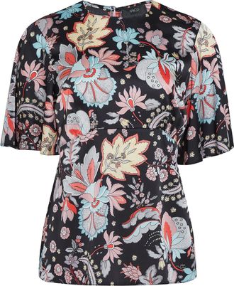 M&Co Womens Floral Tie Back Blouse - Womens Black