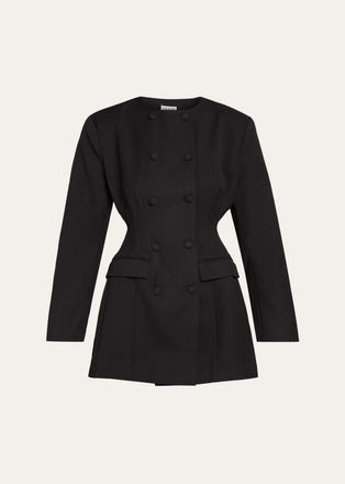 Aexae Wool-Silk Contoured Blazer Mini Dress