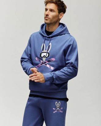 Psycho Bunny Mens Indigo Ski Bunny Hoodie 404 GRAY BLUE / XXXL
