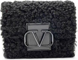 Valentino Textured Wool Shoulder Bag Black