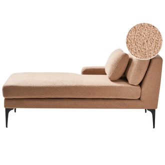 Beliani Beliani - Chaise Longue Tapizado Boucl&eacute; Patas Metal Beige Arena Derecho Ewron