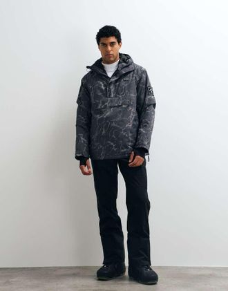 Dare 2B giacca impermeabile freeride overhead iii imbottita con stampa effetto crepato scuro-Grigio