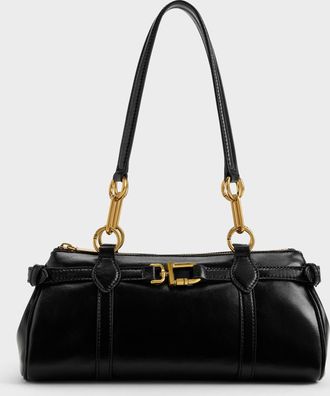 Charles & Keith Gwynne Metallic-Accent Elongated Shoulder Bag