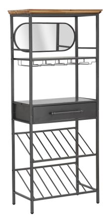 Mauro Ferretti Mesa auxiliar de metal negro con caj&oacute;n y botellero 68x37x165 cm