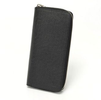 Louis Vuitton Black Noir Taiga Leather Long Wallet (Bi-Fold) (Pre-Owned)