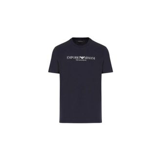 Emporio Armani T-Shirts, male, Blue, Size: XL Eagle Logo Cotton Tee