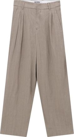 Rossi Wijde broek - Dames - Wijde Broeken - Beige - XS - Linnen - Broeken