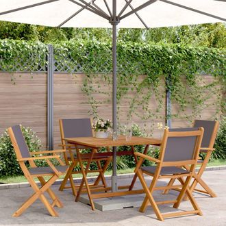vidaXL Set De Comedor De Jard&iacute;n 5 Pzas Tela Madera Maciza Antracita Vidaxl