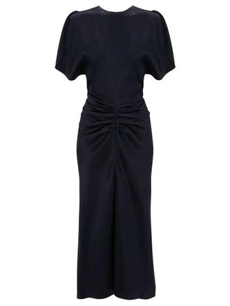 Victoria Beckham Navy Blue Round Neck Midi Dress