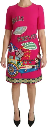 Dolce & Gabbana Pink Italia Forever Crystal Sheath Womens Dress (Pre-Owned)