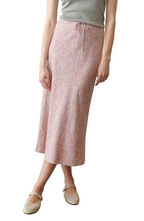 Marine Layer Avery Floral Hemp Blend Midi Skirt in Bouquet at Nordstrom, Size X-Large