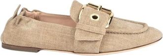 AGL Maya Loafers met versierde gesp - Dames - Loafers - Beige - 35 EU - Leer - Schoenen