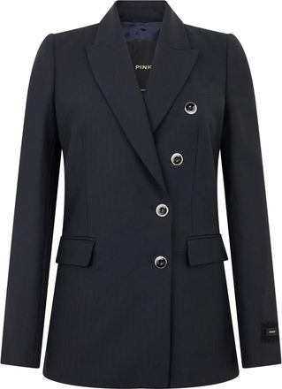Pinko Gestreepte blazer met decoratieve knopen - Dames - Blazers - Blauw - L - Wol - Jassen