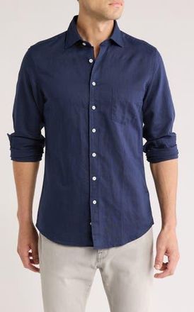 Rodd & Gunn Penrose Linen Blend Button-Up Shirt in Navy at Nordstrom Rack, Size Xx-Large