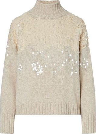 Liu Jo DV Ricamo Paill Dolcevita - - Knitwear - Donna - Beige - M