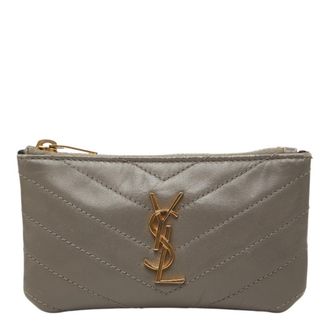 Saint Laurent Gray Leather Long Wallet (Bi-Fold) (Pre-Owned)