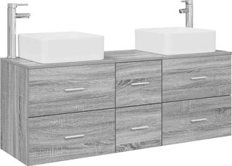 vidaXL Juego De Muebles De Ba&ntilde;o 3 Uds. Sonoma Gris 49,5 X 41 X 63 Cm Vidaxl