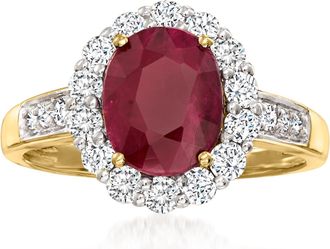 Ross-Simons Burmese Ruby and. Diamond Ring in 18kt Yellow Gold