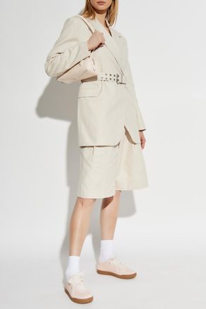 Ganni Blazer With Belt, Womens, Cream