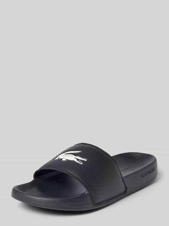 Lacoste Badeschuhe mit Logo Print Modell SERVE SLIDE in Black, Gr&ouml;&szlig;e 10