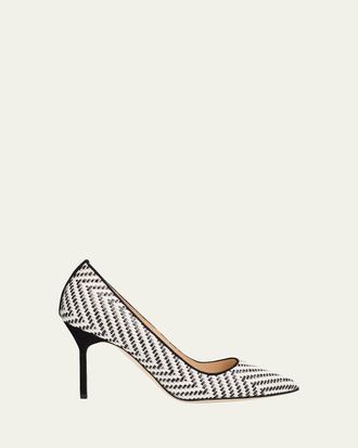 Manolo Blahnik 90mm BB Raffia Pointed-Toe Pumps