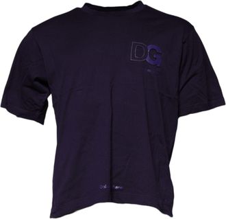 Dolce & Gabbana Mens Dg Tshirt Short Sleeves - Dark Blue Cotton - Size EU 50 (Mens)