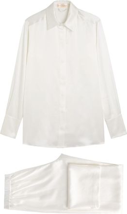 Olivia Von Halle Bacall Silk Pyjama set - Ivory - XL (UK16 / XL)