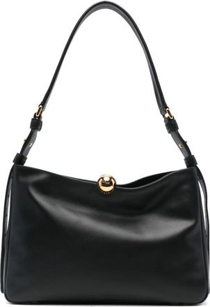 Furla Zwarte Leren Schoudertas met Logo - Dames - Schoudertassen - Zwart - ONE Size - Leer - Tassen