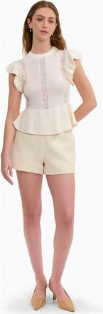 Rebecca Taylor Rhea Lace Knit Sweater in Ivory at Nordstrom, Size X-Small