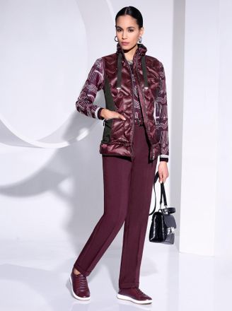 Cr&eacute;ation L Steppweste CREATION L, Damen, Gr. 36, grau (burgund, graphit), 55% Polyester, 45% Polyamid, Einsatz:6% Elasthan, 65% Viskose, 29% Polyamid, Paspelieru