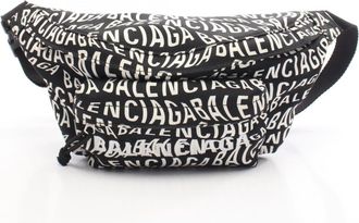 Balenciaga Black White Nylon Fanny Pack (Pre-Owned)
